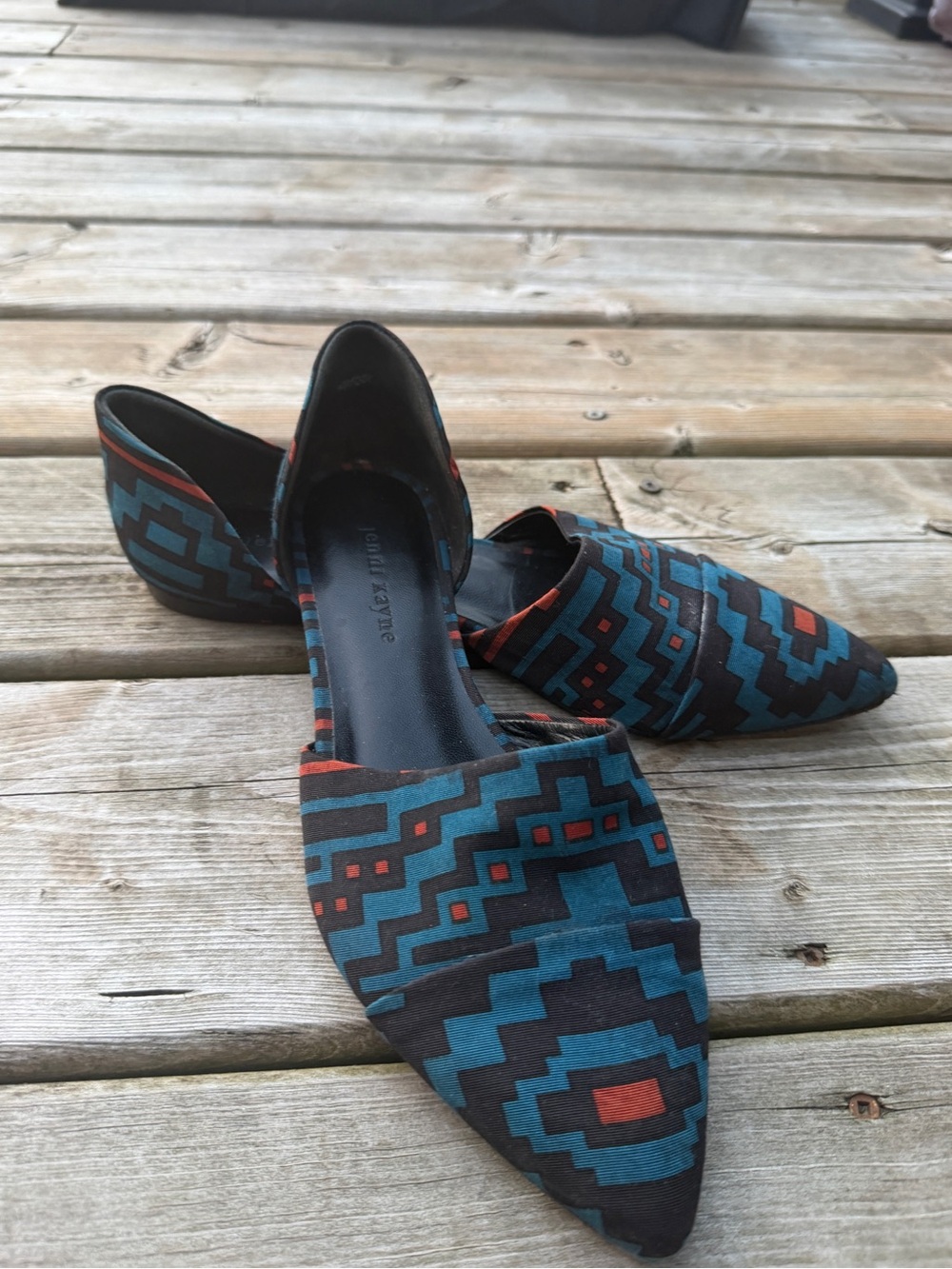 Jenni Kayne Made in Italy Geometric Pointed Toe Flats EU 40 / US 10